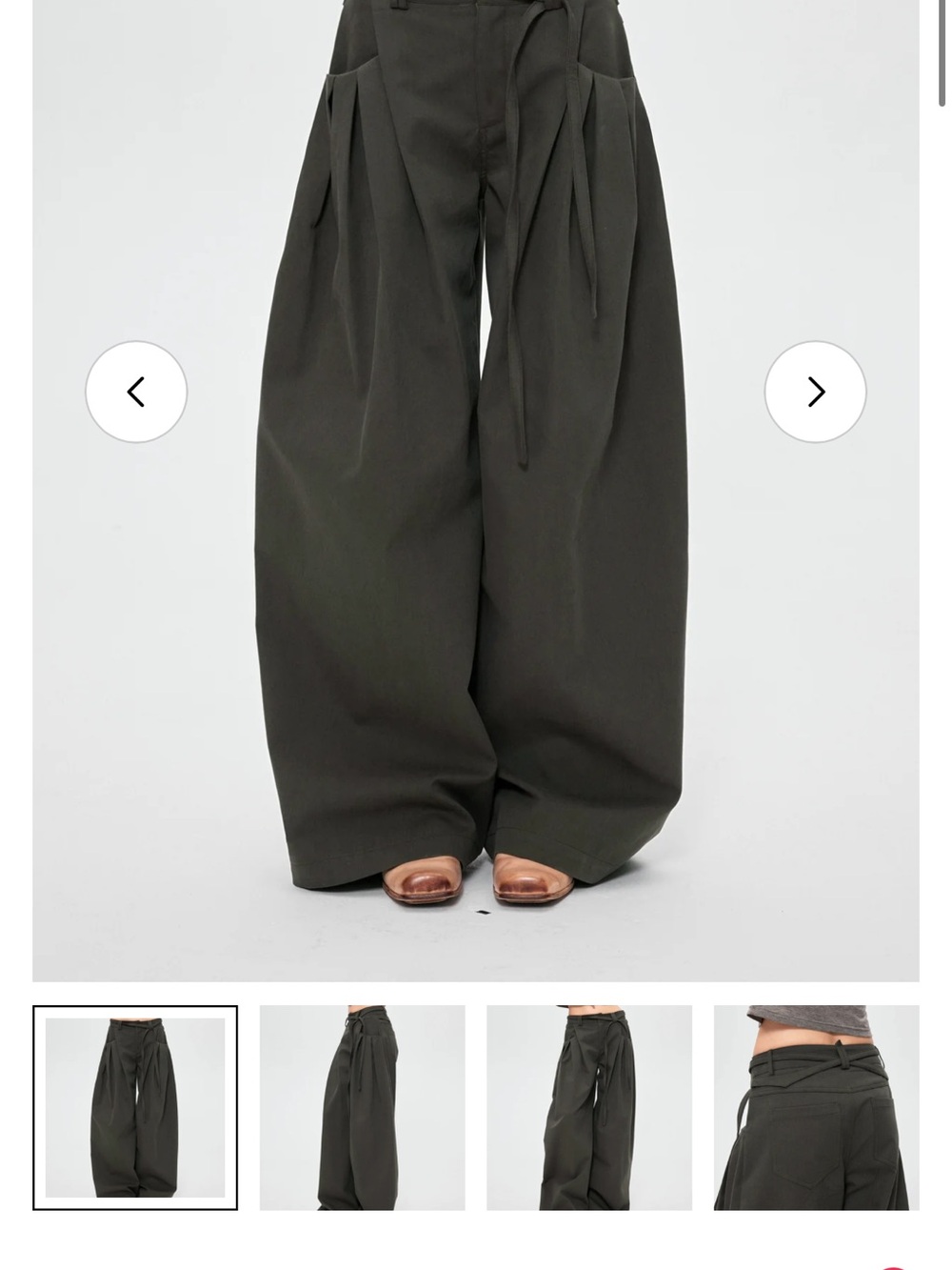High-Waist Wide-Leg Trousers in Olive Green